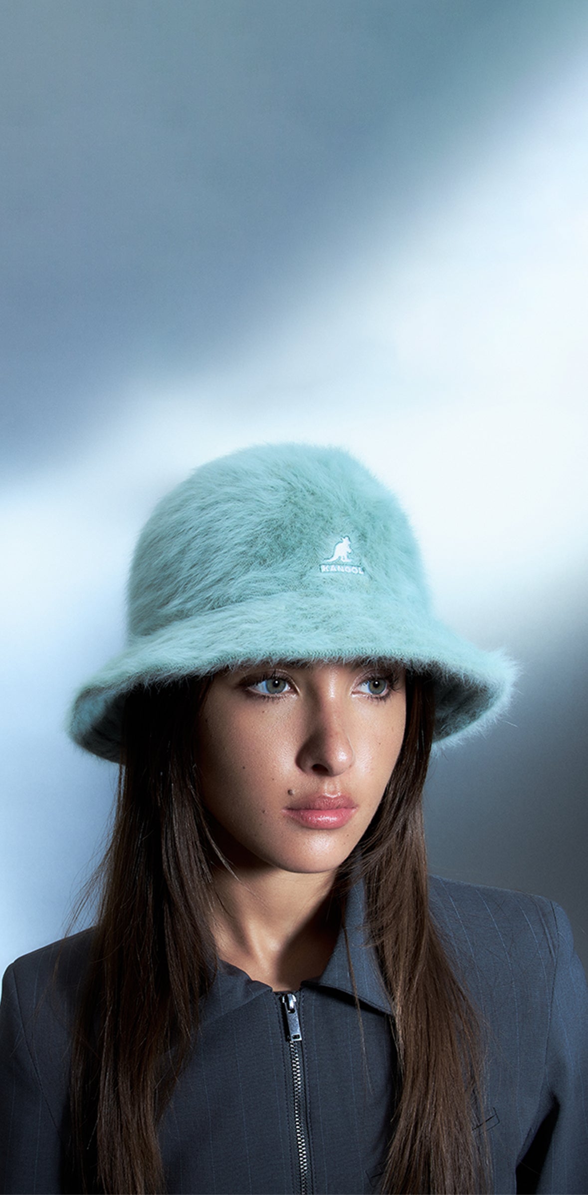 Female model wearing the Kangol Furgora Casual.