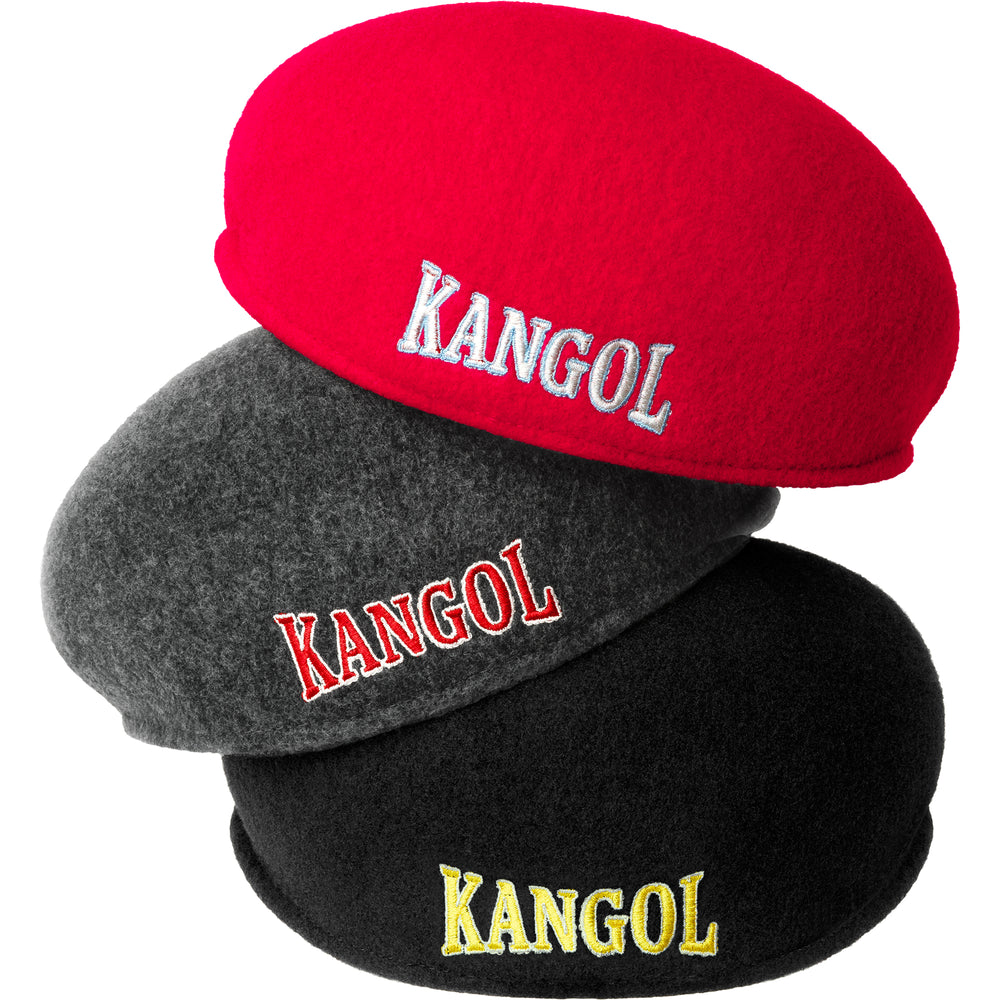 Limited Edition Everyday Hero Wool 504 hats stacked in Red, Dark Flannel and Black.