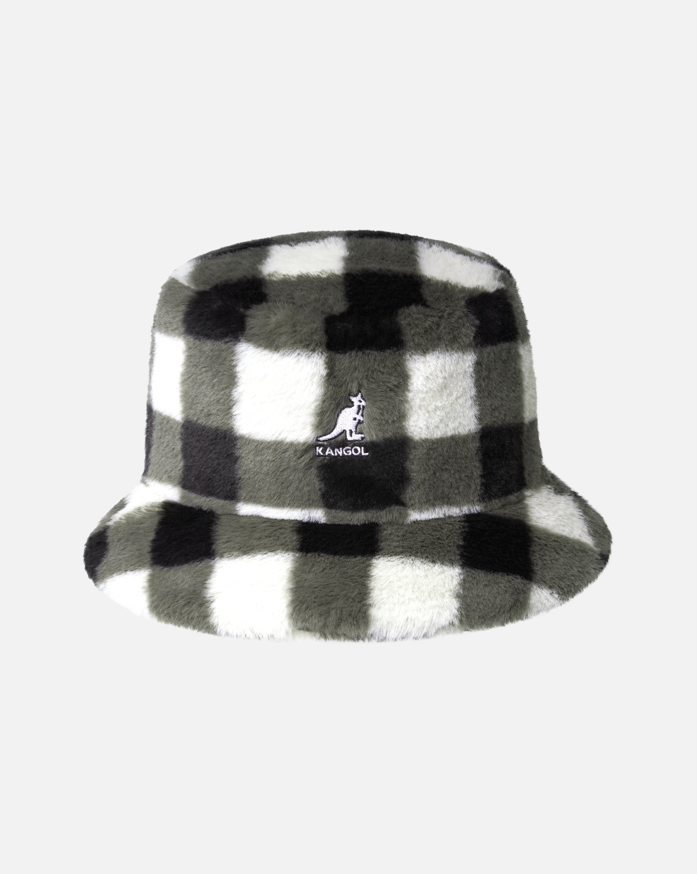 Kangol Faux Fur Bucket Black Check L