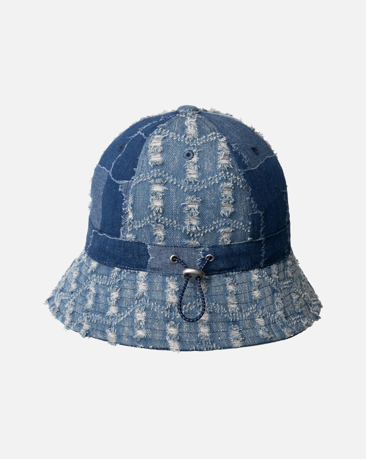 NEW KANGOL women\'s patchwork denim mash up casual bucket hat in blue picnic Kangol Denim Mash-UP Bucket – Hats.com main image 4